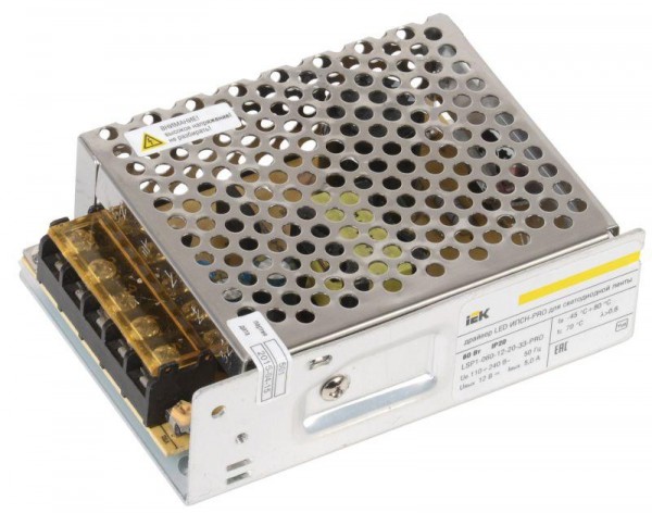  Драйвер LED ИПСН-PRO 5050 60Вт 12В блок-клеммы IP20 ИЭК LSP1-060-12-20-33-PRO 