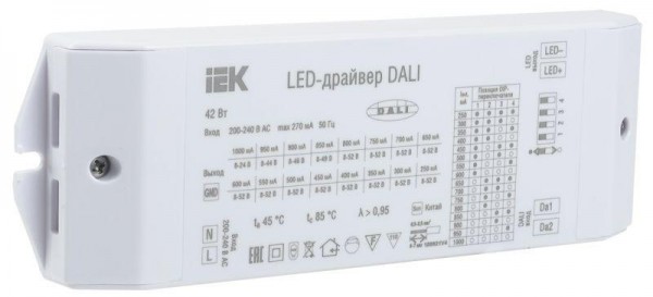  Драйвер LED DALI 42Вт 250-1000мА 8-52В ИЭК LPS14-01-042-1000 