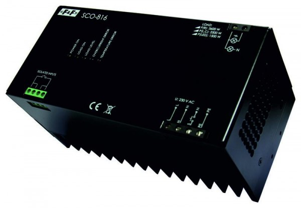  Регулятор освещенности SCO-816A (для всех типов ламп мощность до 3500Вт; 8-230В AC/DC; монтаж на DIN-рейке 230В IP20) F&F EA01.006.012 