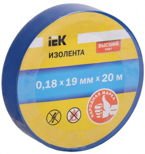  Изолента ПВХ 0.18х19мм (рул.20м) для DIY син. IEK UIZ-18-19-20MS-K07 