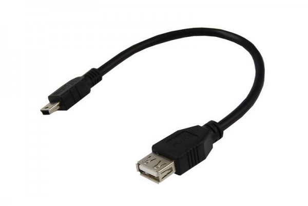  Шнур mini USB (male) - USB-A (female) 0.2м черн. Rexant 18-1132-2 
