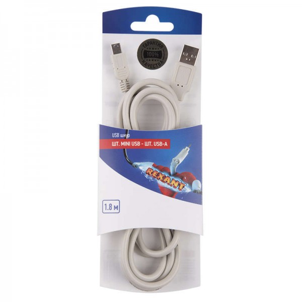  Шнур штекер mini USB - штекер USB-A 1.8м блист. Rexant 06-3156 