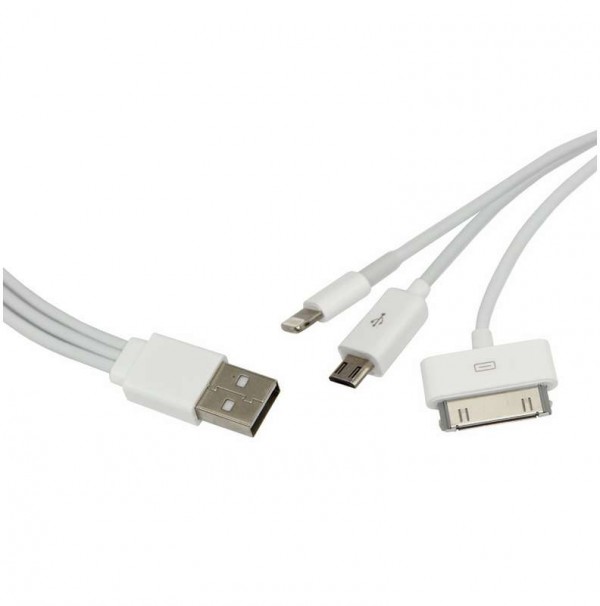  Кабель 3 в 1 iPhone 5/3/4/4S/ipad (micro USB на USB) Rexant 18-1126 