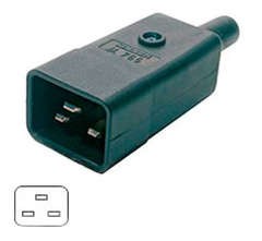  Разъем CON-IEC320C20 прямой IEC 60320 C20 220В 16А на кабель контакты на винтах (плоск. выступающ. штырев. контакты в пласт. обрамл.) Hyperline 54435 