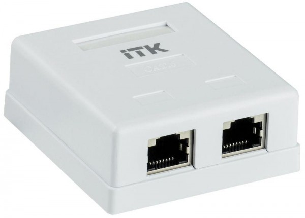  Розетка информационная RJ45 кат. 6 FTP 2-порт настенная ITK CS2-1C06F-22 
