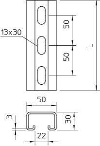  Рейка профильная 50х30 L500 CPS 5 L 500 FT OBO 1121405 