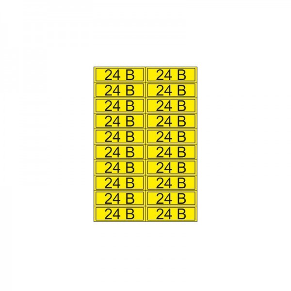  Наклейка знак электробезопасности "24В" 15х50мм (20шт на листе) Rexant 55-0002 