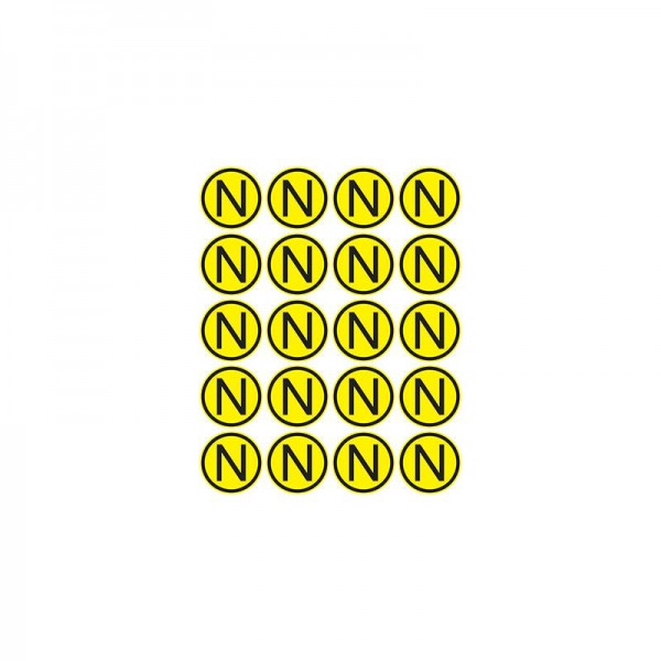  Наклейка знак электробезопасности "N" d20мм (20шт на листе) Rexant 56-0059 