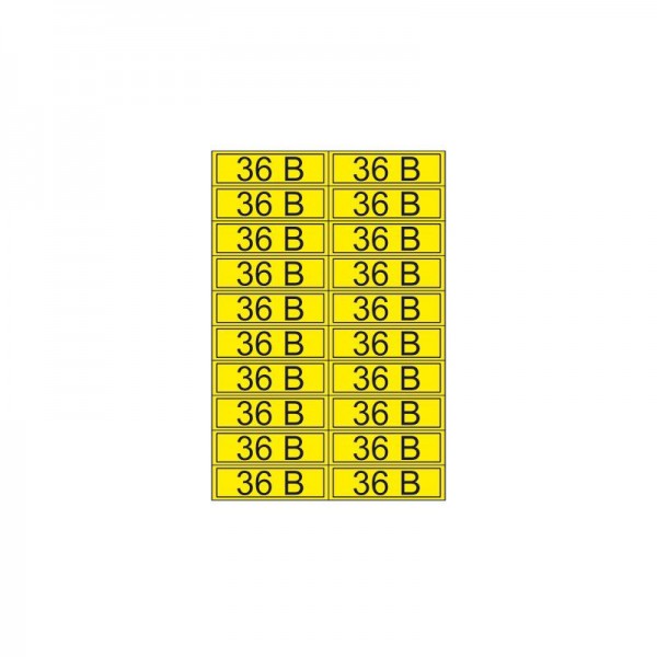  Наклейка знак электробезопасности "36В" 15х50мм (20шт на листе) Rexant 56-0009-1 