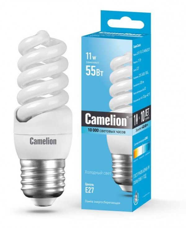  Лампа люминесцентная компакт. LH FS T2 M 11Вт E27 спиральная 4200К Camelion 10583 