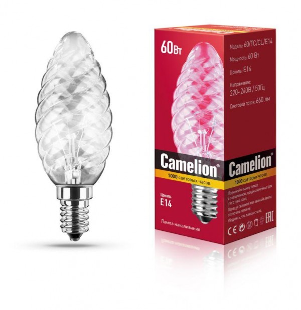  Лампа накаливания MIC TC CL 60Вт E14 Camelion 11275 