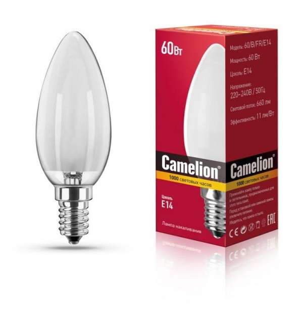  Лампа накаливания MIC B FR 60Вт E14 Camelion 9866 