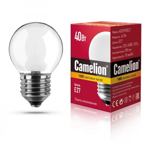  Лампа накаливания MIC D FR 40Вт E27 Camelion 9869 
