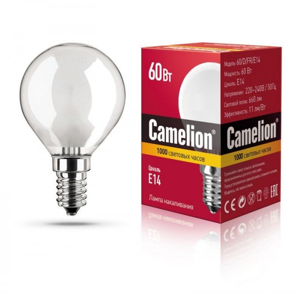  Лампа накаливания MIC D FR 60Вт E14 Camelion 9870 