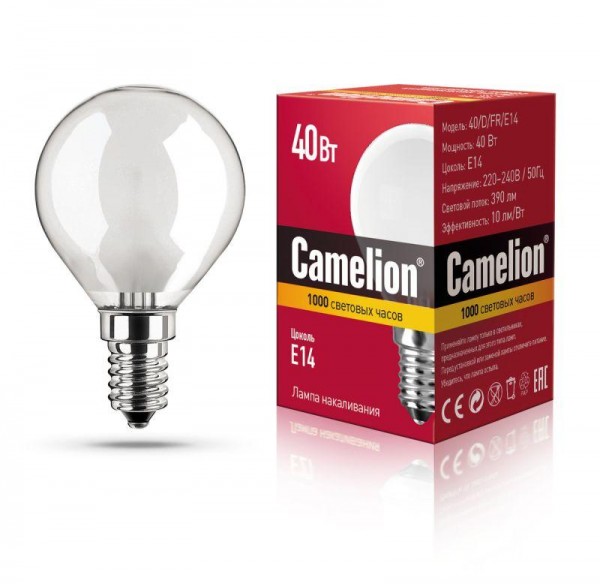  Лампа накаливания MIC D FR 40Вт E14 Camelion 9868 