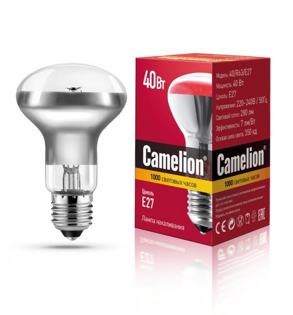 Лампа электрич. накаливания 40/R63/FR/E27 зеркальная матовая MIC Camelion 12659 