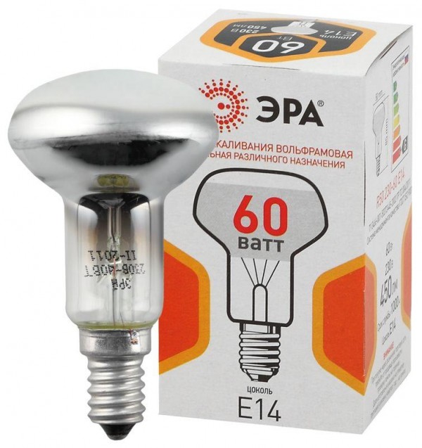  Лампа накаливания R50 60-230-E14-CL 60Вт рефлектор 230В E14 ЭРА Б0039141 