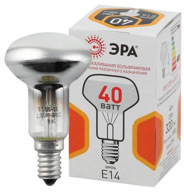  Лампа накаливания R50 40-230-E14-CL 40Вт рефлектор 230В E14 ЭРА Б0039140 