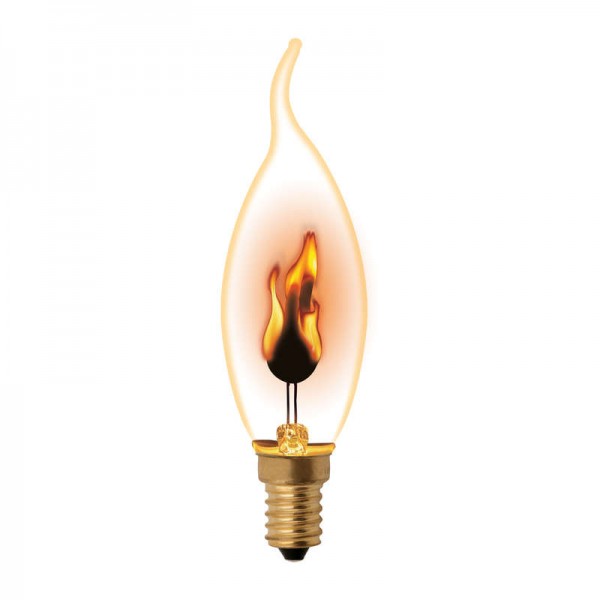  Лампа декоративная IL-N-CW35-3/RED-FLAME/E14/CL с типом свечения "эффект пламени" форма "свеча на ветру" прозр. упак. картон Uniel UL-00002982 