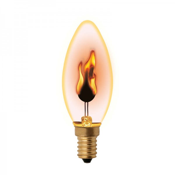  Лампа декоративная IL-N-C35-3/RED-FLAME/E14/CL с типом свечения "эффект пламени" форма "свеча" прозр. упак. картон Uniel UL-00002981 