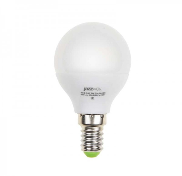  Лампа светодиодная PLED-ECO-G45 5Вт шар 4000К бел. E14 400лм 220-240В JazzWay 1036926A 