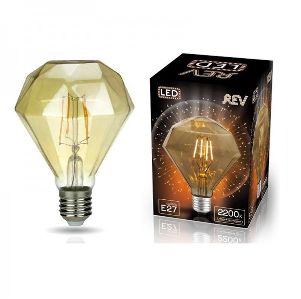  Лампа светодиодная VINTAGE GOLD Filament колба "Бриллиант" E27 5Вт 2200К теплый свет REV 32450 8 