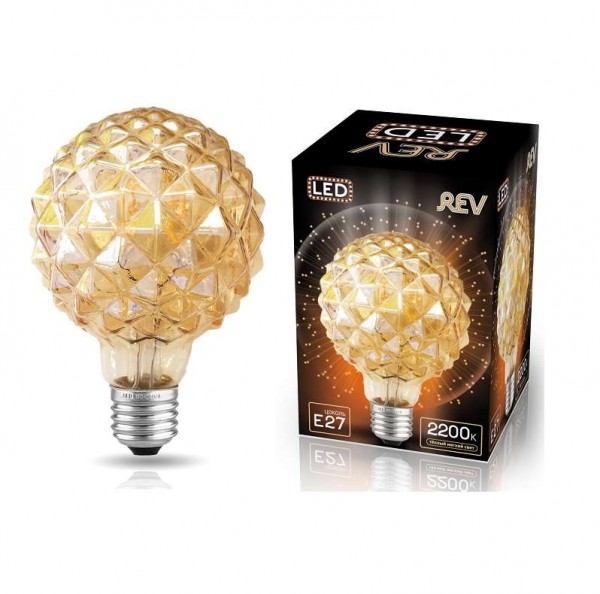  Лампа светодиодная VINTAGE GOLD Filament колба "Еж" шар G125 E27 5Вт 2200К теплый свет REV 32449 2 