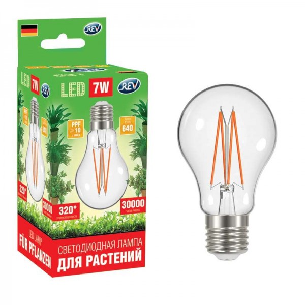  Лампа светодиодная для растений А60 7Вт шар E27 Агро Филамент (FILAMENT) 320град. REV 32416 4 