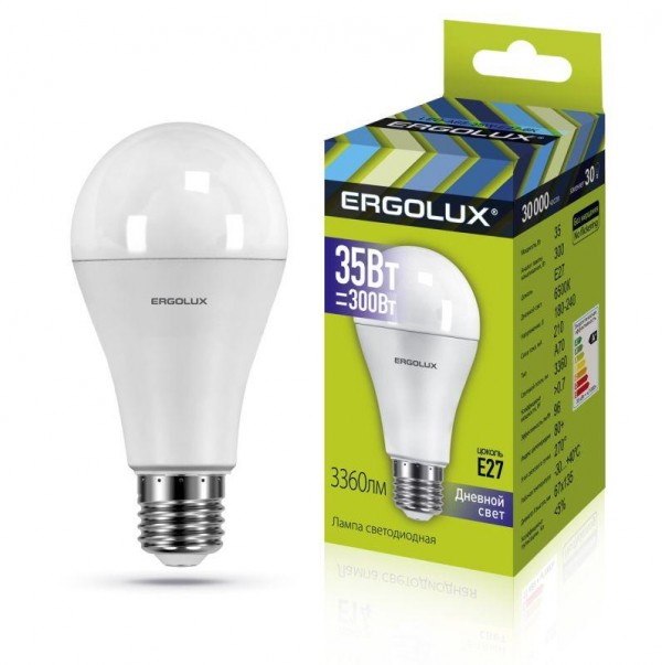  Лампа светодиодная LED-A70-35W-E27-6K ЛОН 35Вт E27 6500К 180-240В Ergolux 14232 