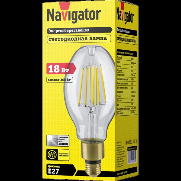  Лампа 14 339 NLL-ED90-18-230-840-Е27-CL Navigator 14339 