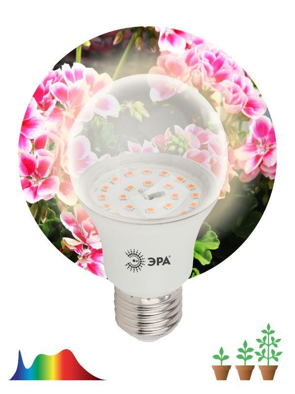  Лампа светодиодная для растений FITO-11W-Ra90-E27 А60 11Вт 220-240В полноспектральная бел. спектр ЭРА Б0039172 