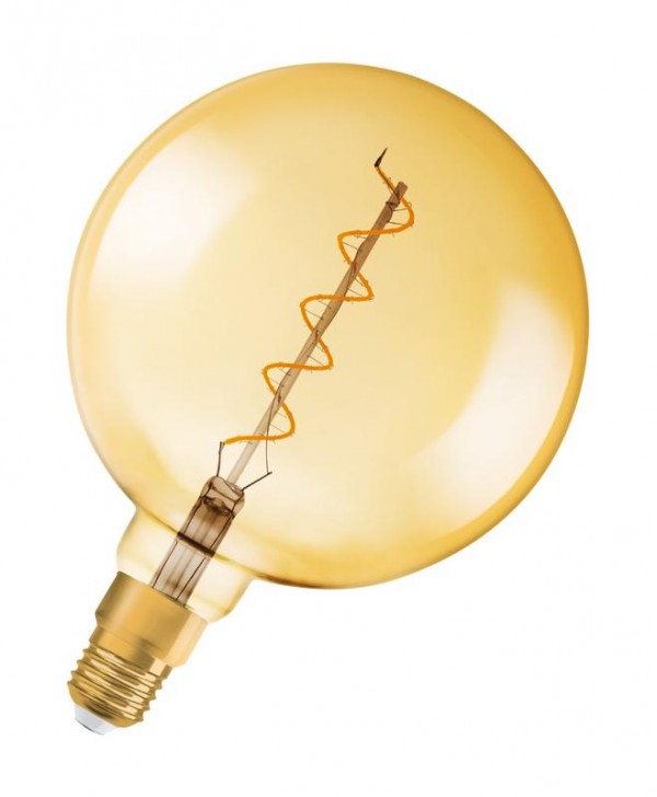  Лампа светодиодная филаментная Vintage 1906 LED dim CL GLOBE200 FIL GOLD 28 dim 5W/820 5Вт (замена 28Вт) тепл. бел. E27 золотистая диммир. OSRAM 4058075269729 