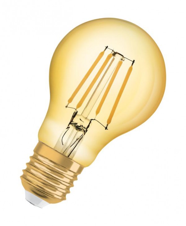  Лампа светодиодная филаментная Vintage 1906 LED CL A FIL GOLD 35 non-dim 4W/824 4Вт (замена 35Вт) тепл. бел. E27 золотистая OSRAM 4058075293090 