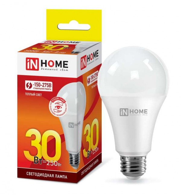  Лампа светодиодная LED-A70-VC 30Вт 230В E27 3000К 2700лм IN HOME 4690612024127 