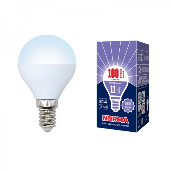  Лампа светодиодная LED-G45-11W/DW/E14/FR/NR Norma мат. картон Volpe UL-00003830 