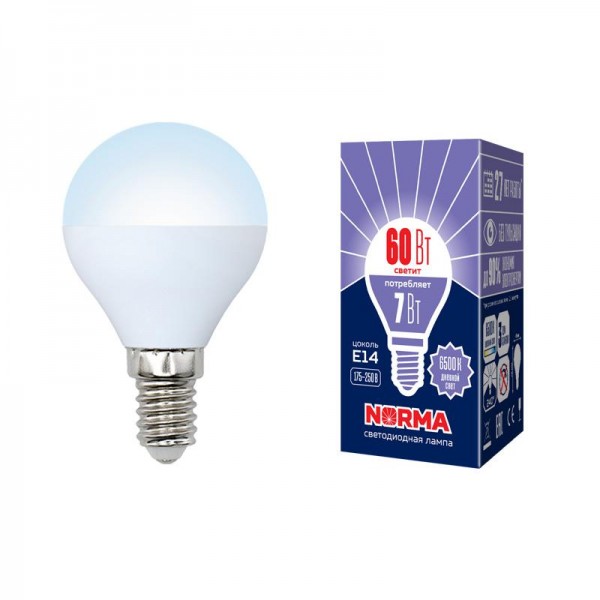  Лампа светодиодная LED-G45-7W/DW/E14/FR/NR Norma мат. картон Volpe UL-00003818 