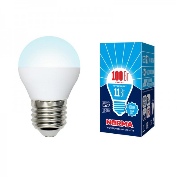  Лампа светодиодная LED-G45-11W/NW/E27/FR/NR Norma мат. картон Volpe UL-00003834 