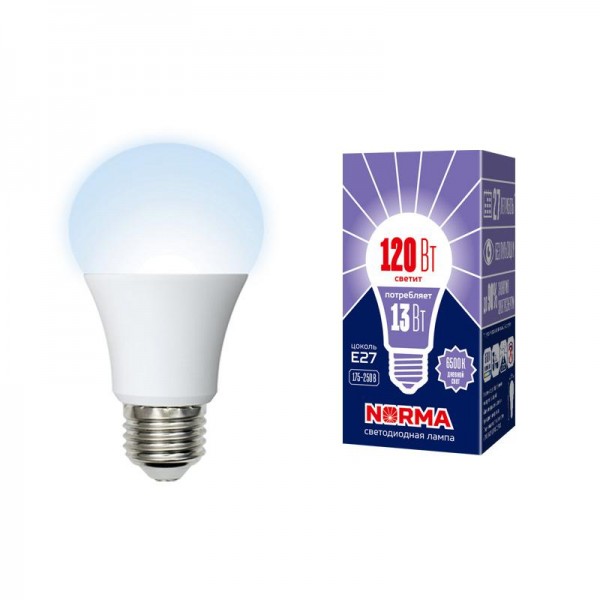  Лампа светодиодная LED-A60-13W/DW/E27/FR/NR Norma мат. картон Volpe UL-00004022 