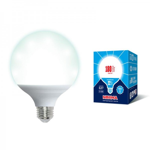  Лампа светодиодная LED-G120-22W/4000K/E27/FR/NR Norma мат. картон Volpe UL-00004876 