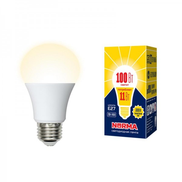  Лампа светодиодная LED-A60-11W/WW/E27/FR/NR Norma мат. картон Volpe UL-00003787 
