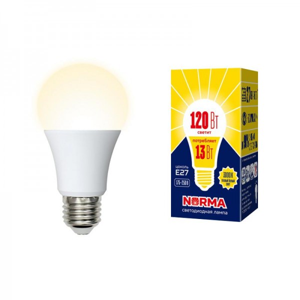  Лампа светодиодная LED-A60-13W/WW/E27/FR/NR Norma мат. кртон. Volpe UL-00004024 
