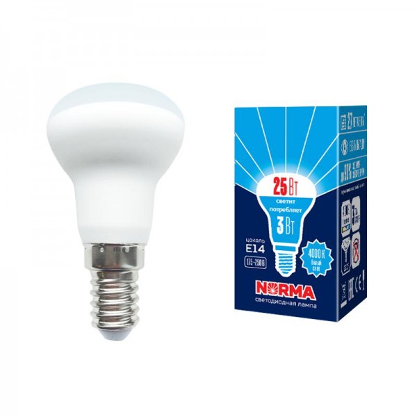  Лампа светодиодная LED-R39-3W/4000K/E14/FR/NR Norma мат. картон Volpe UL-00005626 