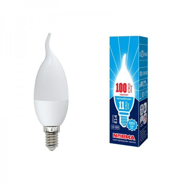  Лампа светодиодная LED-CW37-11W/NW/E14/FR/NR Norma мат. картон Volpe UL-00003816 