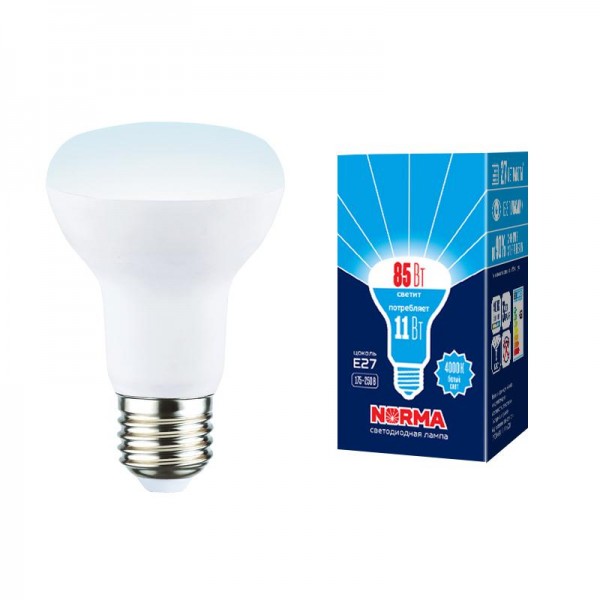  Лампа светодиодная LED-R63-11W/4000K/E27/FR/NR Norma мат. картон Volpe UL-00005775 