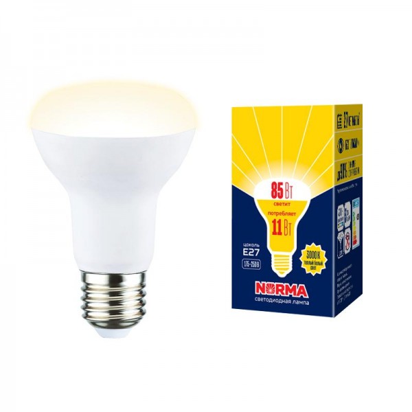  Лампа светодиодная LED-R63-11W/3000K/E27/FR/NR Norma мат. картон Volpe UL-00005774 