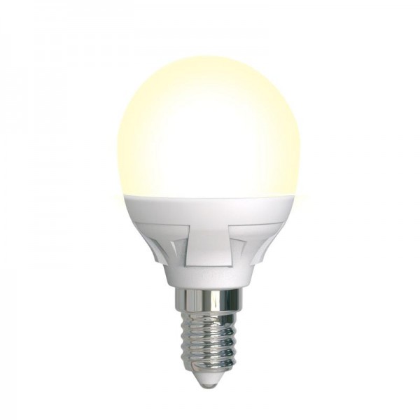  Лампа светодиодная LED-G45 7W/3000K/E14/FR/DIM PLP01WH Яркая диммир. мат. картон Uniel UL-00004302 