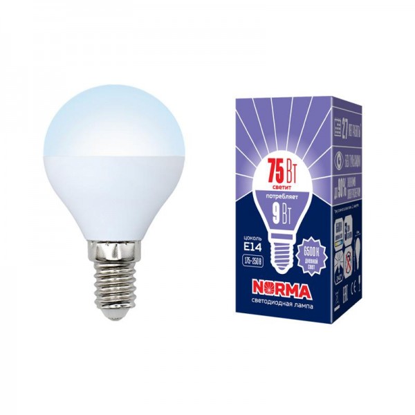  Лампа светодиодная LED-G45-9W/DW/E14/FR/NR Norma мат. картон Volpe UL-00003824 