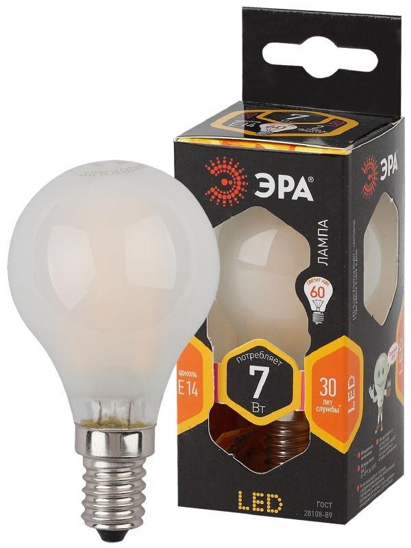  Лампа светодиодная F-LED P45-7w-827-E14 frozed ЭРА Б0027956 
