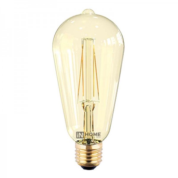  Лампа светодиодная LED-ST64-deco 7Вт 230В E27 3000К 630Лм зол. IN HOME 4690612008097 