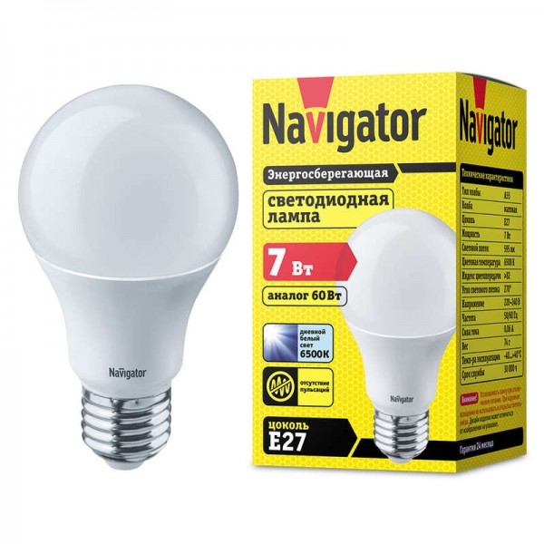  Лампа светодиодная 61 236 NLL-A55-7-230-6.5K-E27 Navigator 61236 
